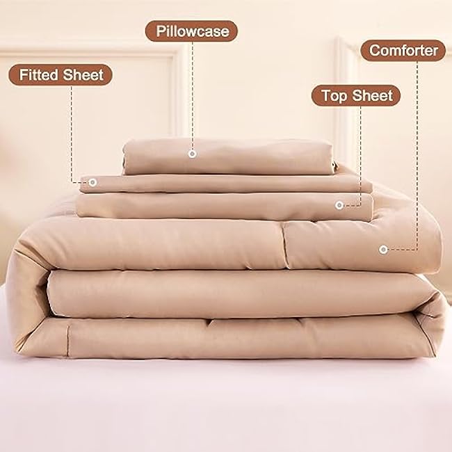 Wowelife 4 Pieces Toddler Bedding Sets for Girls Boys Beige Toddler Bed Set Double Ruffles Boho Bohemian Jacquard Kids Bed in a Bag Includes Comforter, Fitted Sheet, Top Sheet and Pillowcase