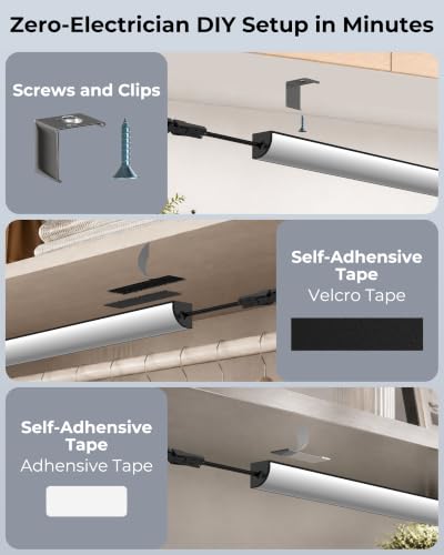 Image of ASOKO Linkable LED Under Cabinet Lights, Motion Sensor Light Bars for Kitchen, Plug-in Under Counter Closet Lighting, Expandable Seamless Countertop Glow, Dimmable Magnetic No-Drill DIY Setup, 6-Pack