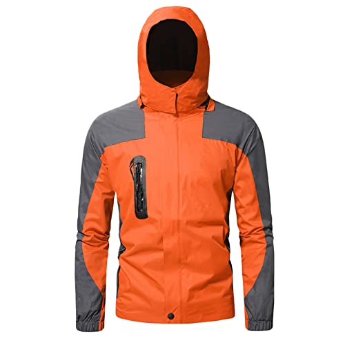 Men's Windbreak Jacket Water Resistant Waterproof Windproof Coat with Detachable Hood