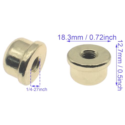 Image of 2 Pcs Solid Lamp Finials Caps 1 /4-27 Lamp Finial Knob Lamp Accessories Tapped of Tops for Lamp Shade Holder Harp (Gold)