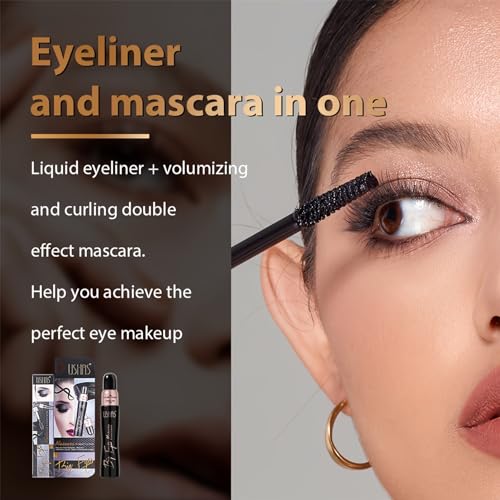 Mascara Eyeliner Set, Waterproof, Moisturizing, Durable, Non-Smudging 2-in-1 Eye Makeup Slender Curly Thick Eyelashes fashion Black Mascara, Beauty Cosmetics - Image 7