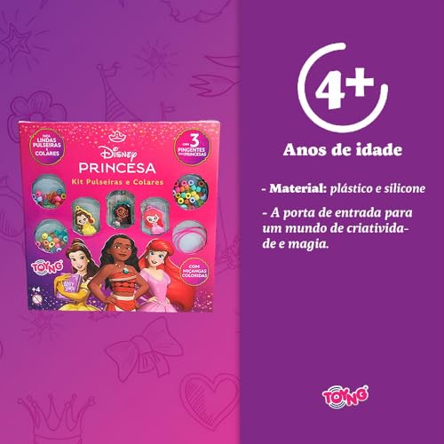 Kit para Criar Pulseiras e Colares com Pingentes, Princesas - Toyng