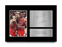 HWC Trading A4 Michael Jordan & Scottie Pippen Chicago Bulls Geschenke Gedruckt, Signiert Autogramm Bild für Basketball-Erinnerungsstücke-Fans