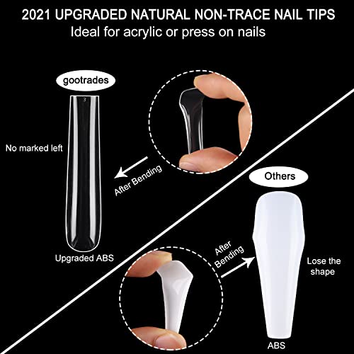 Gootrades 3Xl Tapered Square Full Cover Nail Tips,360Pcs Clear Xxxl Extra Long Square Straight Nail Tips For Acrylic & Press On Nails,Manicure Tools Salon Home Diy (12 Sizes) #TOP4