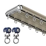 二列カーテンレール 天井取付け ヘビーデューティー仕様 静音カーテンレールシステム カーテン用スライドレール 寝室・リビング・病院用間仕切り(Champagne,2.6m(8.5ft))