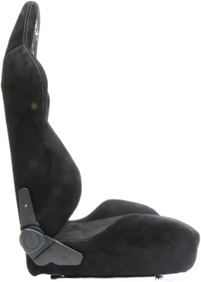 Racing Seat Black Suede Universal Car Sport (Custom Logo Available) - High Back Design, Side Bolsters