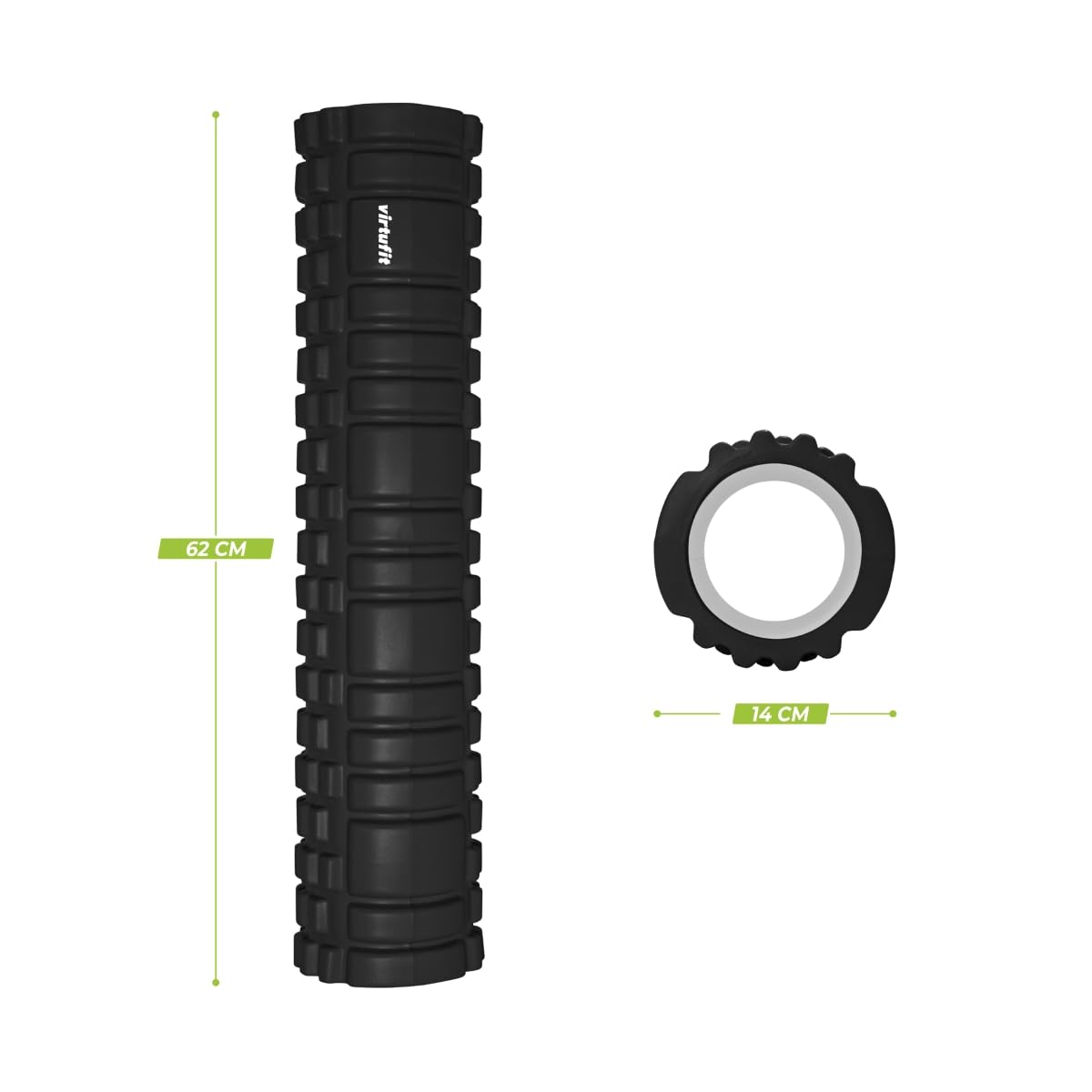 VirtuFit Rullo per massaggi a griglia in schiuma – 62 cm – Nero