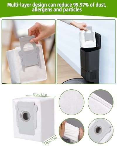 Miniatura 7 de Kit De Accesorios Recambios Para Irobot Roomba I7 I7 J7 J7 I3 I3 I4 I4 E5 E6 Aspiradora, Repuestos Para Roomba 3 Juegos De Cepillos Principales,10 Filtro,10 Cepillo Lateral,4 Bolsa De Polvo