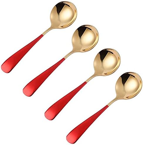 Paquete de 4 cucharas de sopa estilo palacio, tazón grande de 1.65 pulgadas, cabeza redonda, acero inoxidable, resistente, cucharas para servir