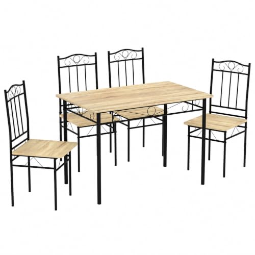 IPOTIUS Table a Manger avec 4 Chaises, 4 Personnes, 109×69cm, Couleur Hêtre