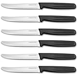 Double.S Steakmesser 6-teiliges Set, Schwarz mit Silberner Klinge, Wellenschliff...