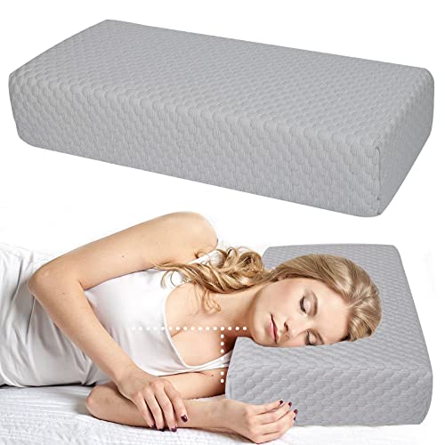 Cube Memory Foam Pillow Side Sleeper Pillow For Neck And Shoulder Pain(24"X12"X6", Extra Thick), Cooling Bed Pillow For Side Sleeping, Square Pillow Cervical Pillow For Neck Support- King, Queen, Grey #TOP9