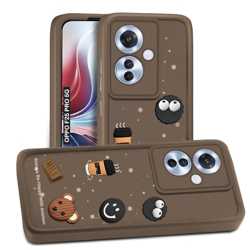 Image of AESTMO Back Case Cover for Oppo F25 Pro 5G Cover | Cute Fun Cartoon 3D Ball | Coffee Silicone Case | Full Body Protection | Camera Protection Back Cover for Oppo F25 Pro 5G (Brown)