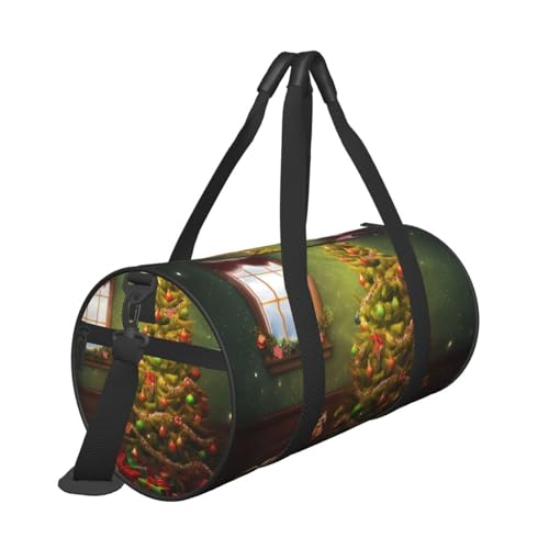 Christmas Tree Duffle Bag for Women Men Personal Item Travel Bag Canvas Weekender Overnight Bag Lightweight Sports Tote Gym Bag Carry On Luggage Bag3