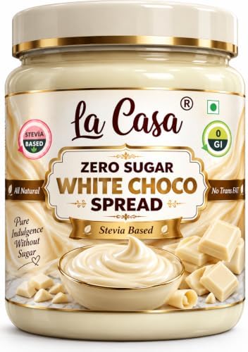 La Casa Zero-Sugar White Chocolate Spread | Stevia Based | All Natural Indian Dessert Spread | Product of India | 350g
