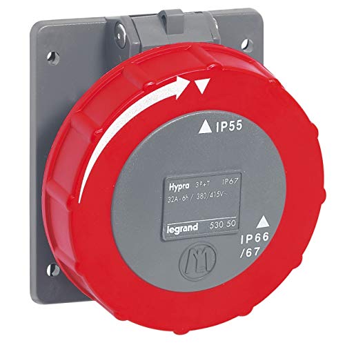 Prise à entraxes unifiés Hypra 32A - 3P+T - 380V~ à 415V~ - plastique - IP66/67-55