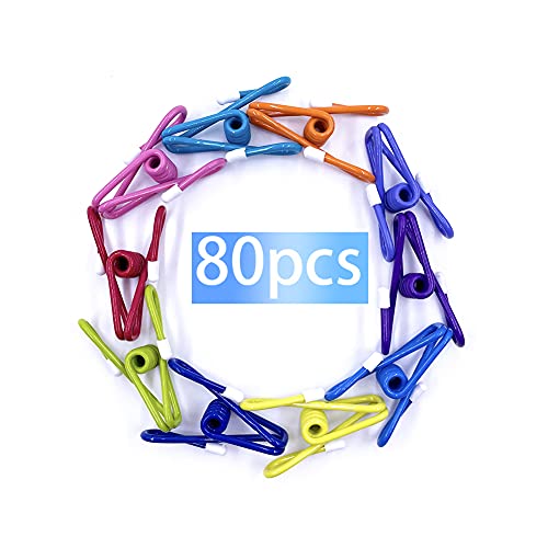 80Pcs Multipurpose Clips Heavy Duty Metal Colorful High Elasticity Good Persistence Clothespins 2 Inch Pvc Coated Sealing Food Paper Holder Clothesline For Laundry Kitchen Outdoor Home Travel Office #TOP1