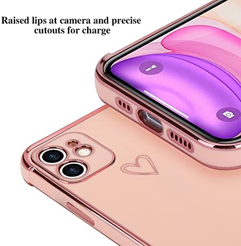 Micoden for iPhone 11 Case Cute Girls Silicone Heart Pattern Design Cases Fashion Plating Edge Ultra Thin Shockproof Protective Bumper Phone Case for iPhone 11 Pink