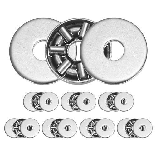 uxcell AXK0414+2AS Needle Roller Thrust Bearings with Bearing Washers, 4mm Bore Diameter, 14mm OD, 4mm Total Thickness for Lawn Mower Truck Power Steering