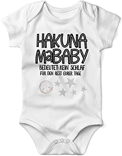 miKalino Babybody mit Spruch für Jungen Mädchen Unisex kurzarm Hakuna MaBaby | handbedruckt in Deutschland, Farbe:weiss, Grösse:56