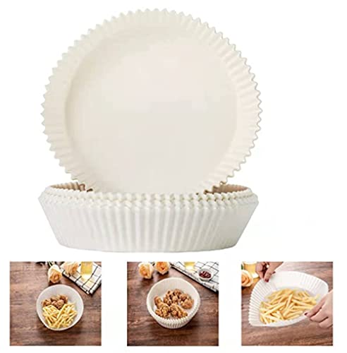 backpapier für heißluftfritteuse 100 backpapier Airfryer , Antihaft-Einweg-Luftfritteusen 16cm Rund Pergamentpapier, Backen Zubehör Aus Papier für Mikrowelle Und HeißLuftfritteuse(Weiß) Cover