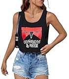 Women's Sexy Cowboys and Beer Crop Tank Tops Shirts Cute Country Concert Outfits Casual Summer Western Graphic Crop Tops for Teens(Black 4-M)