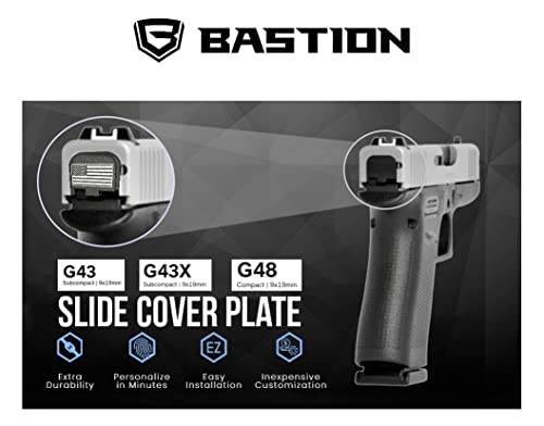 Bastion Laser Engraved Butt Plate, Rear Slide Cover Back Plate For Glock G43, G43X, And G48 9Mm Only Skull #TOP2