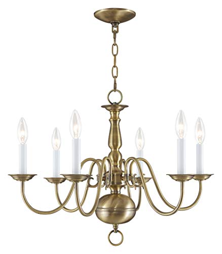 Livex Lighting 5006-01 Williamsburg 6 Light Antique Brass Chandelier #TOP1