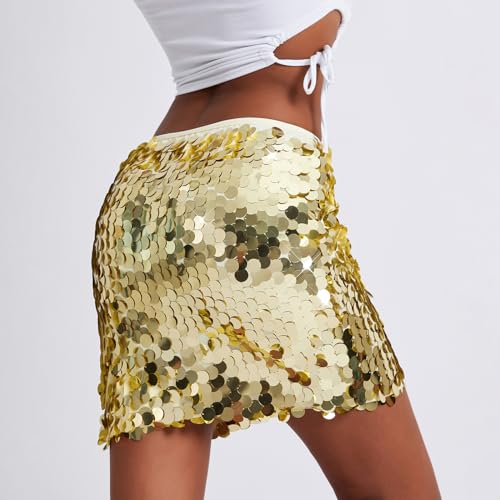 Women’s Sparkly Sequin Mini Skirt – Glitter Party Short Skirt for Belly Dance, Club & Festival Night Out4