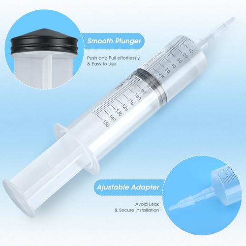 4 Pack 150mL Syringes for Liquid - Large Garden Syringe with Tip Adapter for Liquids, Oil, Watering Plants, Refilling, Measuring, Leak-Proof Design - Thumbnail 4