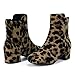 PANDANINJIA Girls Boots Fashion Square-Toe Dress Boots Low Heel Alyssa Ankle Booties with Zipper for Toddler Little Kids Big Kids (Leopard Suede, 4 M US Big Kid)