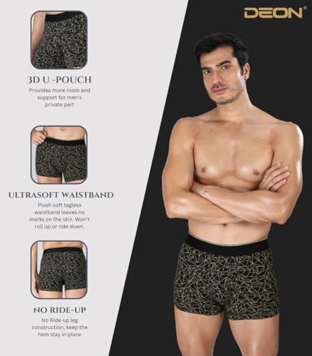 Image of DEON Pack of 2 Micromodal Luxury Print Trunk for Men | Non Itch No Chaffing Sweat Proof