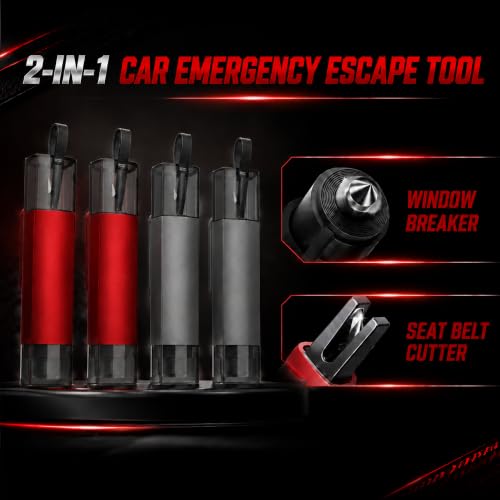Car Window Breaker 4 Pack, 2-in-1 Emergency Escape Tool, Seat Belt Cutter — view 2