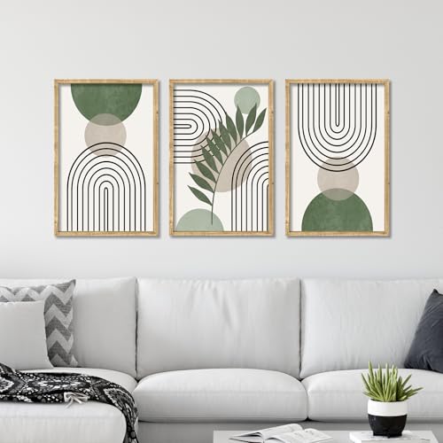 ZZJJHYWGQ Sage Green Boho Wall Art Decor 16"x11" Set of