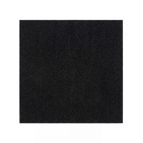 Image of Carpet Tiles 50x50 cm 20 Pack Self Adhesive 5 Square Meters for Home Office Living Room Bedroom Commercial Floor (Adhesive Black)