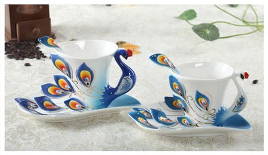 Amazon | FLYILIA コーヒーカップ ティーカップ クジャク 孔雀 3D立体 