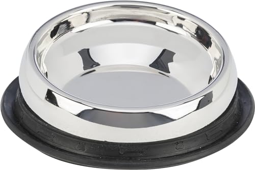 Trixie Napf, Kurznase, Edelstahl, 0,25 L/Ø 19 cm - 25200, Silber/schwarz