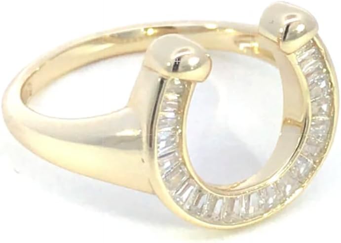 Gigi&Jen Make it happen Horseshoe Ring with Cubic Zirconia,14k Gold Plated over 925 Sterling Silver