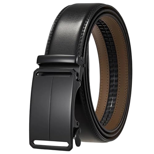 Men 3.5Cm Width Genuine Leather Belt Solid Automatic Buckle Mens Dress Suit Belts Style 3 130cm