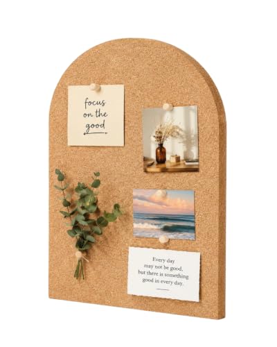 Okydoky 12mm Thick Arch Cork Boards,10.6in x 14.6in Self-Adhesive Pin Board,1 PC for Home Office Décor(2737Arch-1pc)