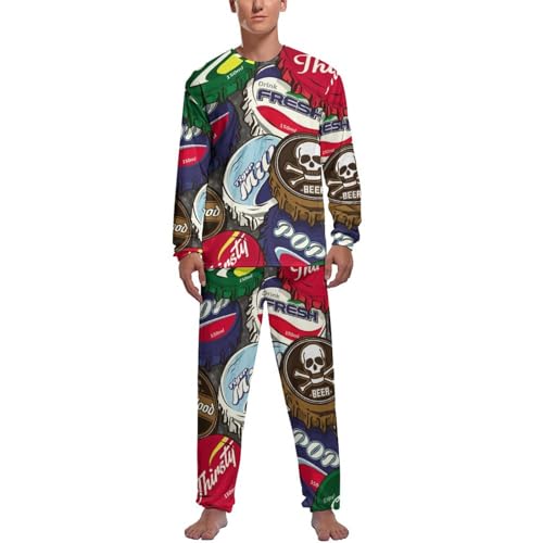 Ensemble de pyjama homme manche longue haut et bas de pyjama imprimé bière