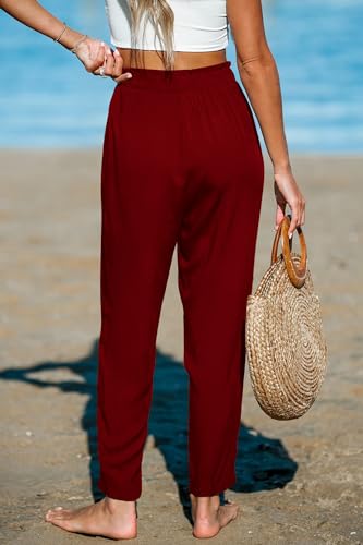 Paintcolors Womens High Waisted Work Pants Button Down Loose Comfy Straight Leg Pants Stretchy Dressy Trousers with Pockets2