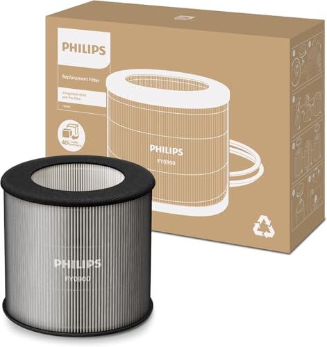 Philips Filtro di ricambio originale per i purificatori d'aria serie 800 e 900 AC0819, AC0820, AC0920, AC0921, HEPA NanoProtect, 12 mesi di durata, nero/bianco (FY0900/30)