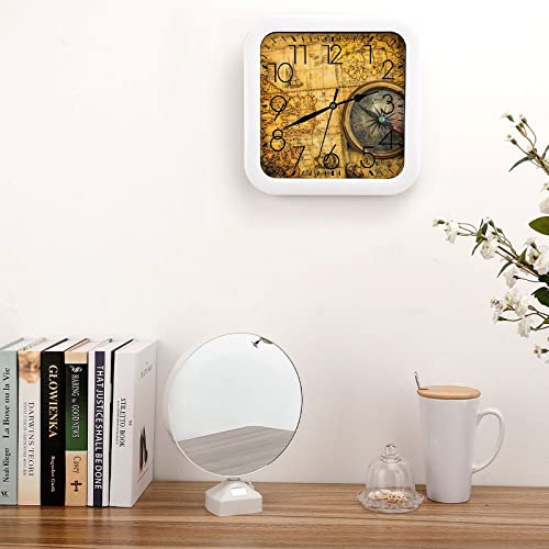 Pendule murale silencieuse boussole moderne 26x26cm - 5