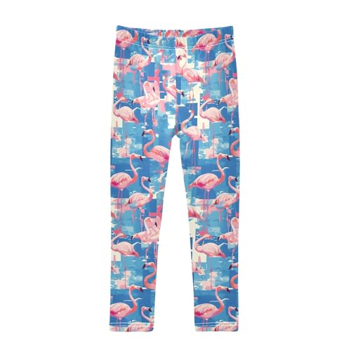 KLL Pink Flamingo Toddler Girls Cotton Pants Fashion High Waisted Leg Yoga Pants Gym