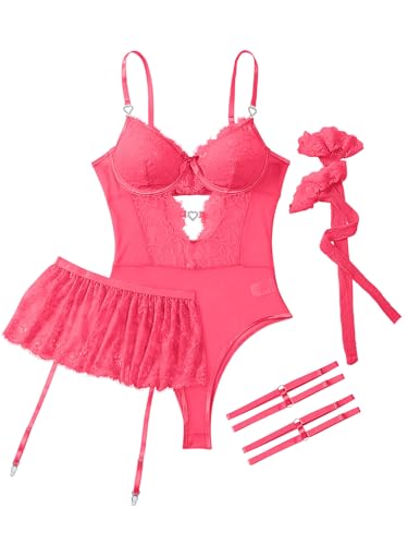Image of Lilosy Sexy Lingerie Set 3 Piece Women Corset Bodysuit Skirt