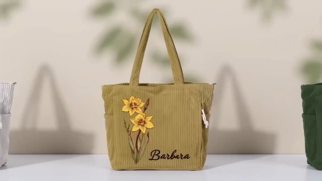 Bolso Tote de Pana Personalizado para Mujer miniatura 7