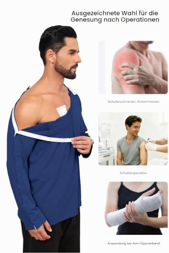 HORSSLE Post Shoulder Surgery Shirt, Comfy Wear After Surgery Shirts, Full Open Side Snap Chemo & Dialysis