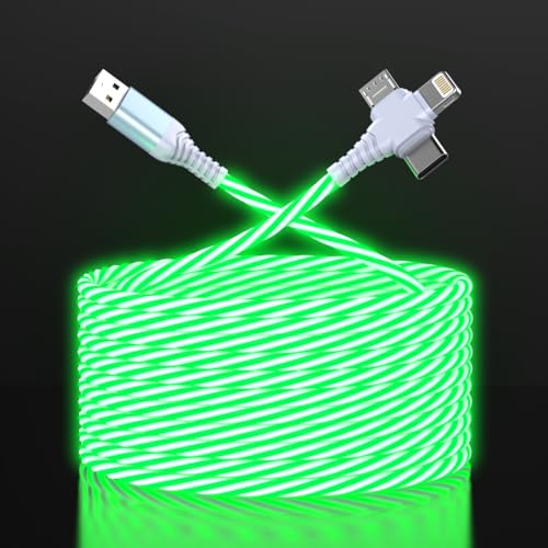 Cable de carga brillante 3 en 1 para evitar enredos compatible con iPhone y Android de 6FT