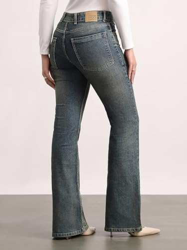 Image of Urbano Fashion Women's Mid Rise Bootcut Washed Jeans Stretchable